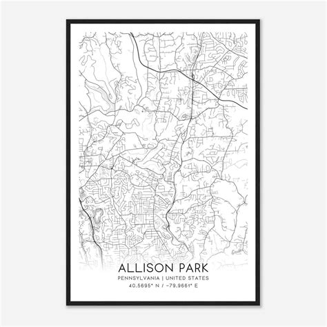 Allison Park Pennsylvania Map Poster, Modern Home Decor Wall Art Print