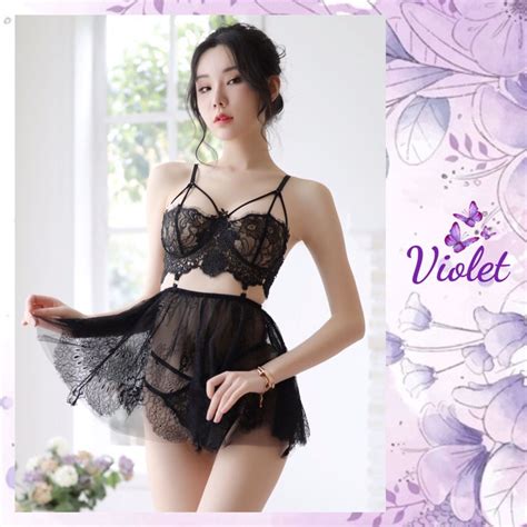 Jual Violet Lingerie Sexy Pakaian Dalam Wanita Rok Suspender Renda Shopee Indonesia