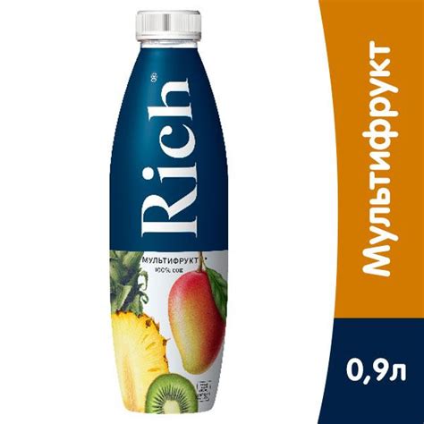 Сок Rich (Рич) Мультифрукт 0,9 л х 12 бутылок, пэт - купить с доставкой ...