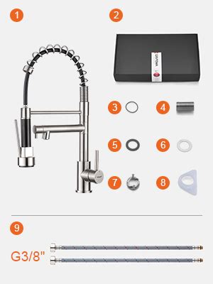 Ibergrif Spring Kitchen Sink Taps Mixer With Pull Out Spray High Arc