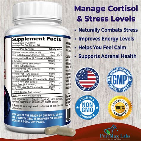 Adrenal Support Cortisol Manager 60 Capsules Puremax Labs