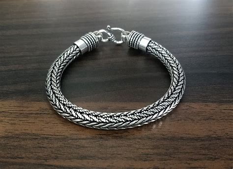 Heavy Weave Chain Bracelet For Men Solid 925 Sterling Silver Chain Bracelet T For Her Etsy