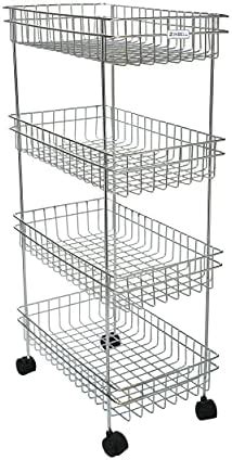 Swadhin Stainless Steel Perforated Folding 4 Tier Fruits Vegetable