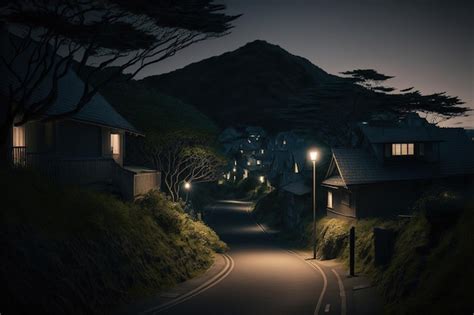 Premium Photo | Mountain road in the night