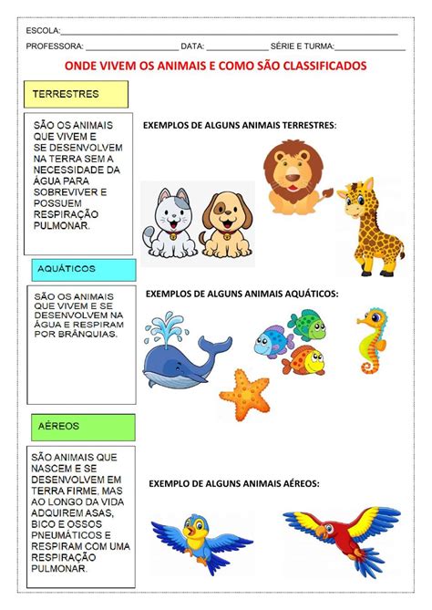 Caracteristicas Dos Animais 2 Ano - Atividades Onde Vivem Os Animais 2 Ano - ZULEDU