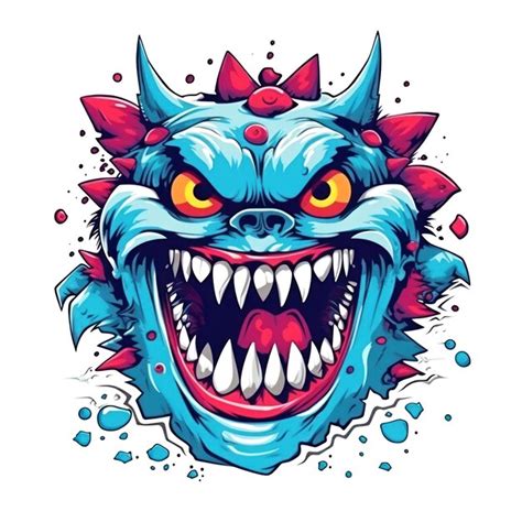 Art 80s Of Monster Isolate White Background Premium Ai Generated Image