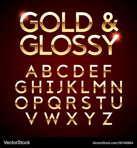 Gold And Glossy Shining Font Golden Alphabet Vector Image