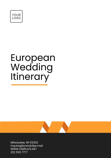 Free European Wedding Itinerary Template to Edit Online