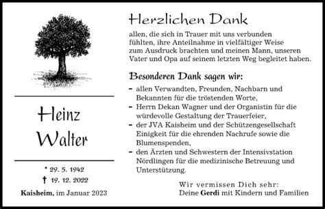 Traueranzeigen Von Heinz Walter Augsburger Allgemeine Zeitung