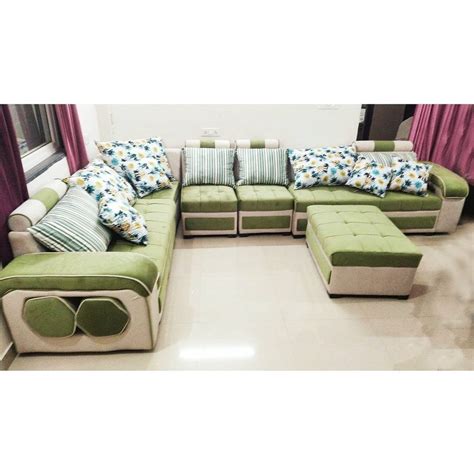 Velvet Green 8 Seater L Shape Wooden Sofa Set At Rs 59000 Set In