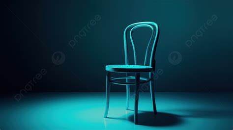 Chair In Dark Room With Bluish Lighting Background 3d Chair Blue With