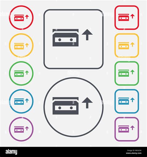 Cassette Audio Signe L Ic Ne Symbole Sur Le Boutons Ronds Et Carr S