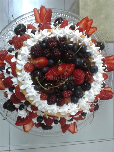 Red Fruit Naked Cake Stock Image Image Of Berry Meal