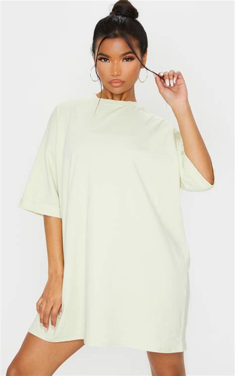 Robe Tee Shirt Oversize Vert Pâle Style Boyfriend Prettylittlething Fr