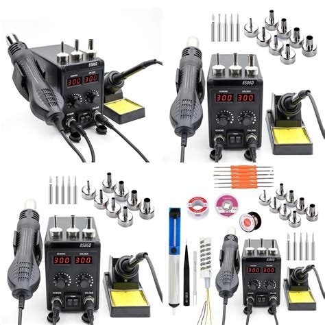 LNGHEJZ W D Soldering Station IN Hot Air Gun LCD Dual Digital Display Soldering Iron
