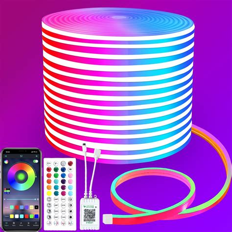 Segrass 15M LED Neon Lights Strip 24v RGB LED Neon Rope With Remote APP