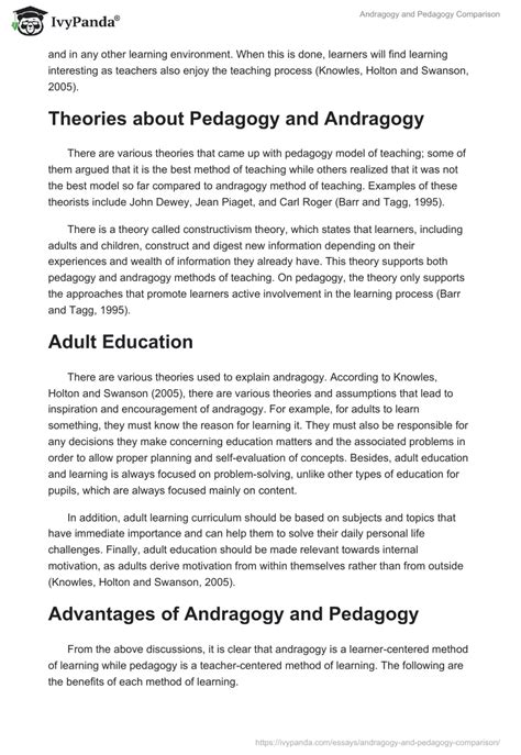 Andragogy And Pedagogy Comparison Words Research Paper Example