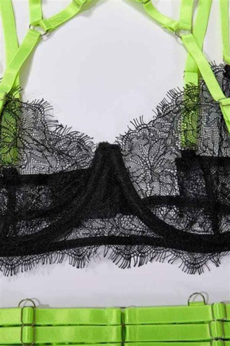 Sexy Sheer Lace Halter Neck Four Piece Lingerie Set Reflex Garments