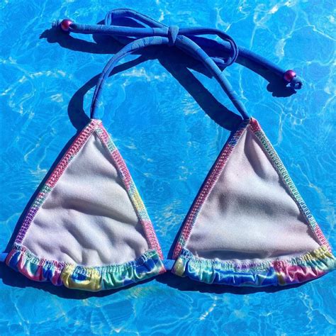 SKIMPY Satin Bikini Top In Pastel Paisley Shimmer Depop