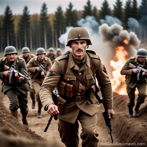 Surrender Of A Modern Polish Soldier To Russian Counterpart Stable