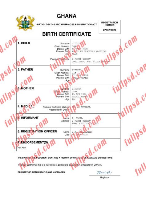 Download Ghana Birth Certificate Pdf And Word Template Fullpsd