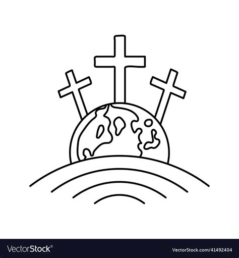 Earth Globe Icon With Crucifixion Of Jesus Vector Image