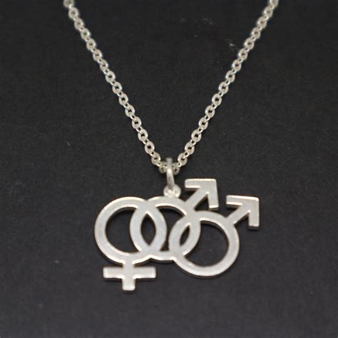 Silver Bisexual Pride Necklace Pendant Bisexual Jewelry Transgender Gay Lesbian Jewellery