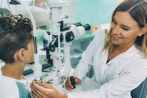 Slit lamp eye examination - Stock Image - F024/6102 - Science Photo Library