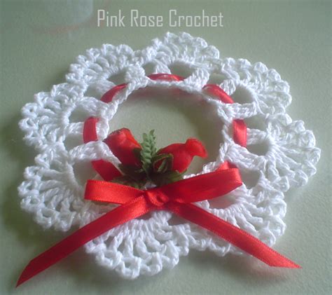 Pink Rose Crochet Enfeites Sinos E Sininhos Para O Natal