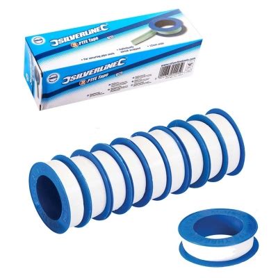 Silverline Plumbers Ptfe Thread Sealing White Tape Pk Mm Mm