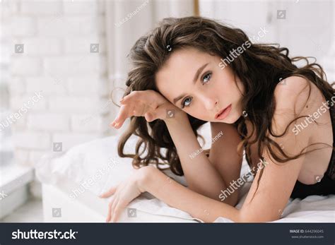 Sexy Brunette Bed Underwear Stock Photo 644296045 Shutterstock