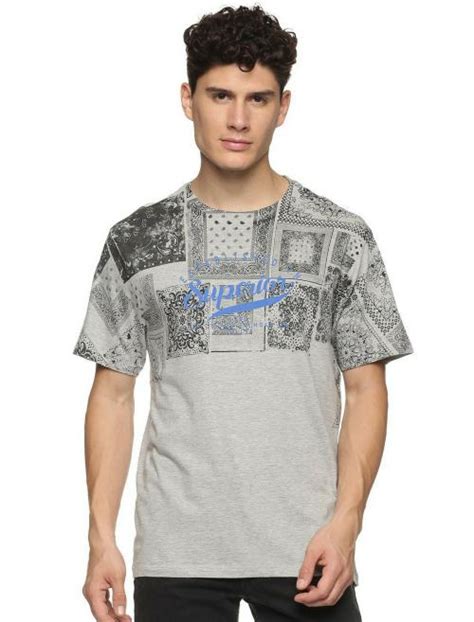 Buy Bollti Grey Melange Cotton Printed Tshirt For Men Online At Best