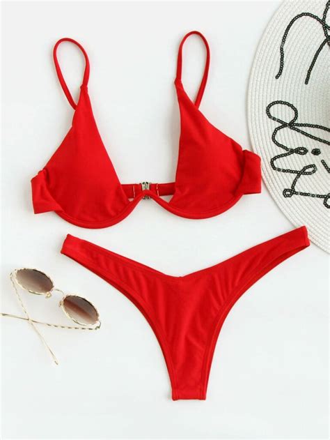 Swim Basics Set Bikini Unicolor Sujetador Con Aros Y Bottom De Corte Alto Traje De Ba O De