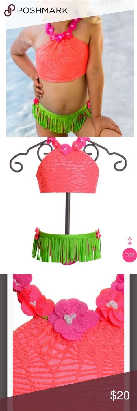 Love You Lots Hula Bikini Bikinis Girls Swimsuit Pink Tops