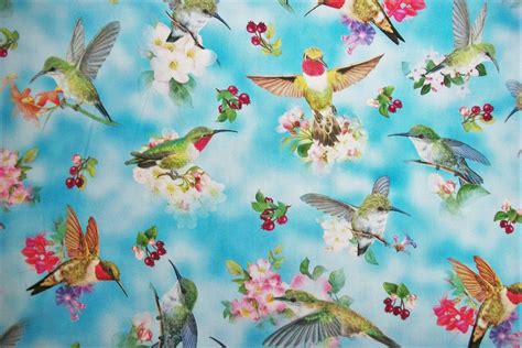 Hummingbird Fabric Bird Fabric By The Yard Winter Fabric Qt Fabrics