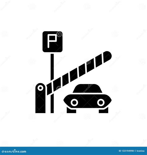 Icono Del Negro Del Estacionamiento Muestra Del Vector En Fondo