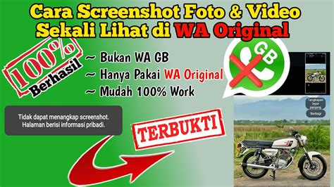 CARA SCREENSHOT FOTO VIDEO SEKALI LIHAT DI WHATSAPP ORIGINAL