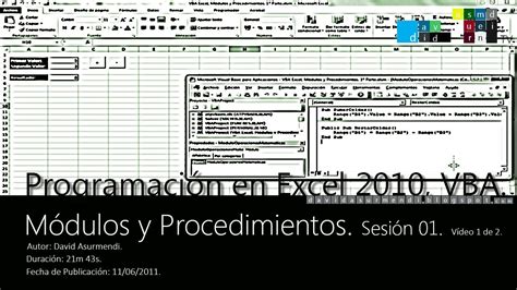 Curso Programación VBA Excel 2010 Módulos y Procedimientos Sesión 01