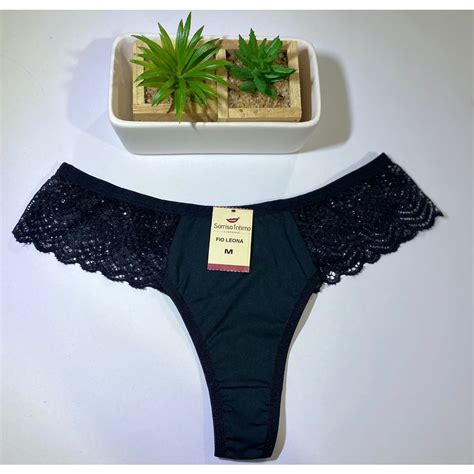 Kit 10 Calcinhas Leona Fio Dental E Renda Na Lateral Lingerie Shopee Brasil