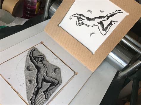 Falling Linocut Print Male Nude Wall Art Richard Etsy