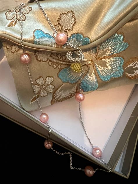 honora culture pink fresh water pearl sterling silver station necklace