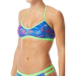 TYR Canvas Trinity Bikini Top Red Turquoise Blue
