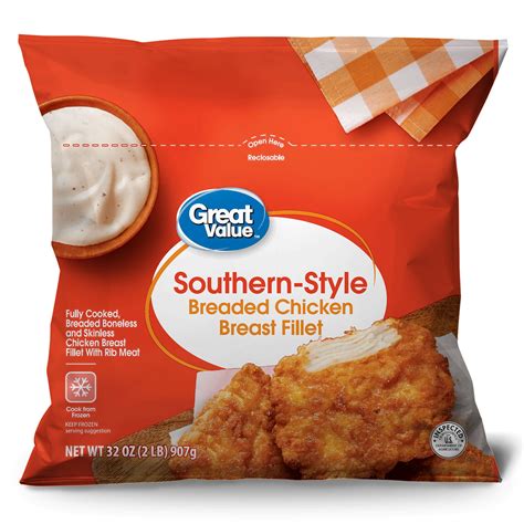 Great Value Fully Cooked Southern Style Chicken Breast Fillet, 32