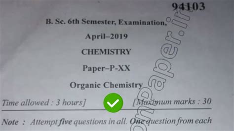 Mdu Bsc Th Sem Organic Chemistry Question Paper Youtube