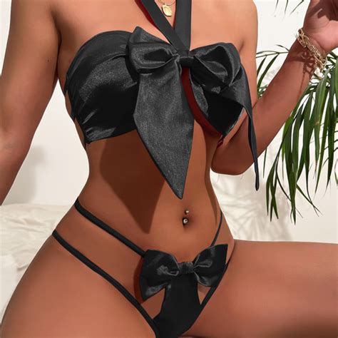 Churchf Sex Lingerie Sexy Bow Tie Sexy Hollow Conjoined Sex Fun Suit