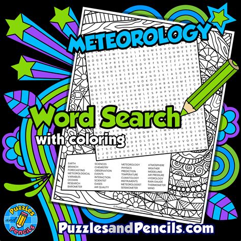 Meteorology Word Search Puzzle With Coloring Earth Sciences