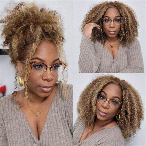 Kinky Curly Lace Wig Density Piano Honey Blonde Human Hair Uolova Hair