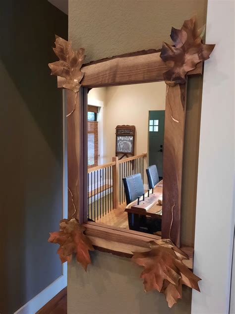Mirror with metal leaves – AshevilleWood.com