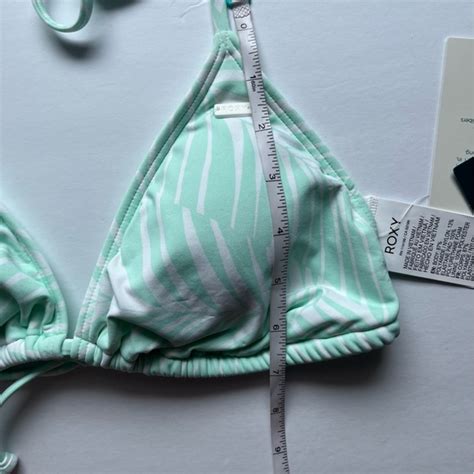Roxy Swim Nwt Roxy Triangle String Bikini Top Green And White Palm Leave Print Size Large