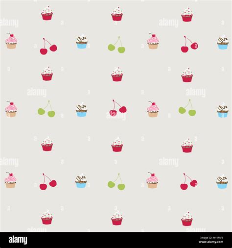 Seamless Pattern With Decorated Cupcakes Stock Vector Image Art Alamy